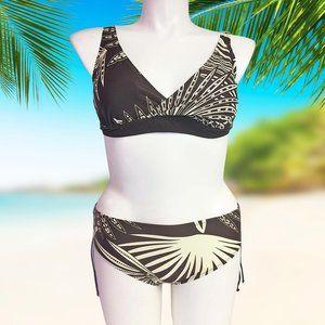 Plus Tropical Print Bikini Set Womens Size 16 Swimsuit Brown Swimwear